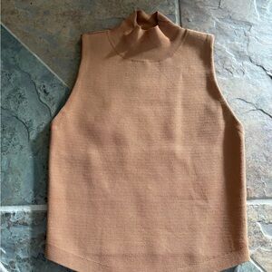 House of Harlow Tan Sleeveless mock neck top